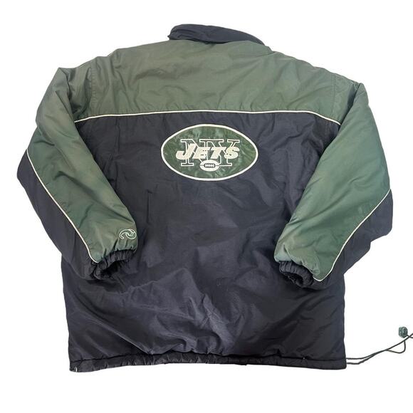 New york jets puffer jacket reversible fleece 90s vintage sz L - Picture 1 of 4